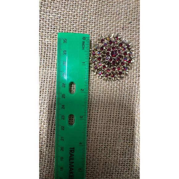 Vintage Liz Claiborne Red Rhinestone Brooch - Picture 5 of 5